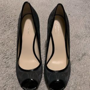Coach breana signature C logo peep toe heels